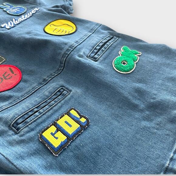 Stella McCartney Girls Denim Dress 4y w/ Fun Emoji Patches Designer - Picture 4 of 6